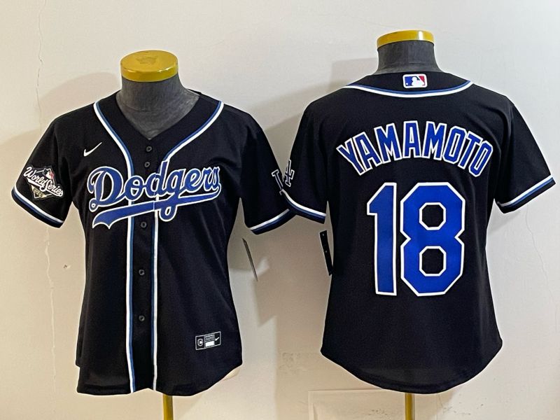 Youth 2026 Los Angeles Dodgers #18 Yamamoto Black Game Nike MLB Jersey style 0011